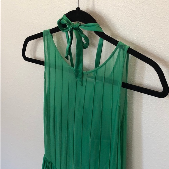 Emerald green chiffon dress - Picture 6 of 8